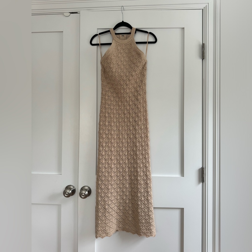 Alice & Olivia Dress Knit Cocktail Lulu Halter. Color: Tan Sand. Size: Small.